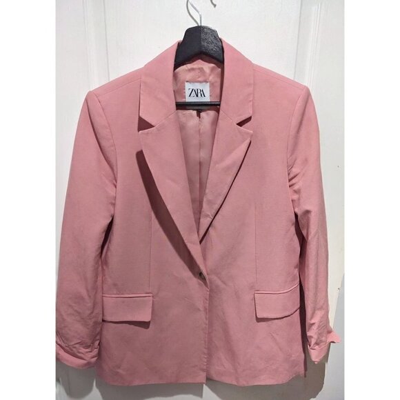 Zara | Blogger Fave! Linen Blend Strawberry Blazer - Picture 3 of 12